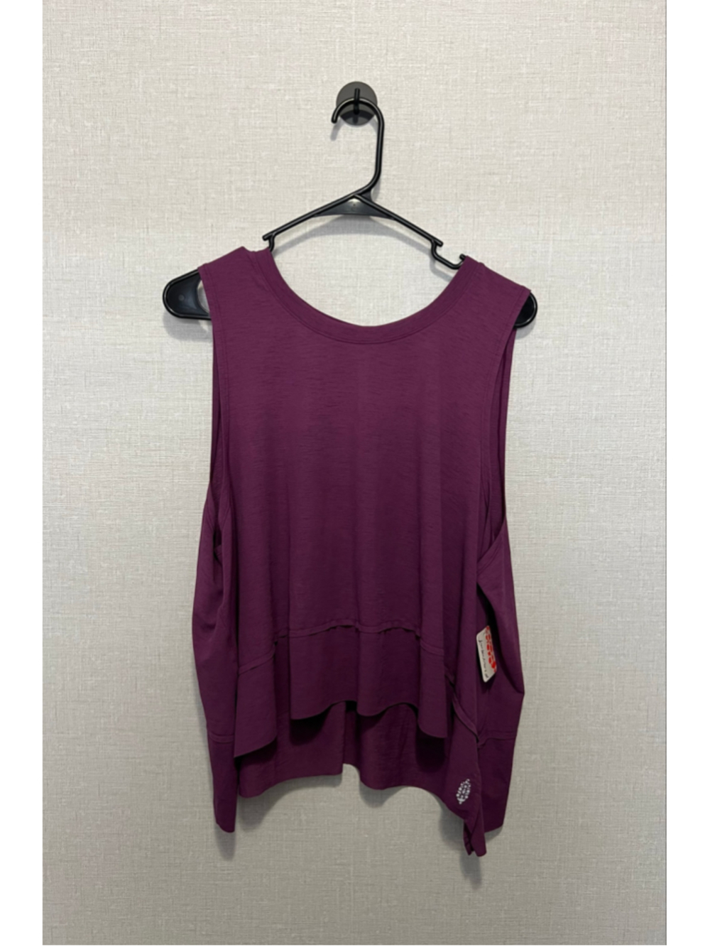 NWT Free People Deep Mulberry Athletic Running Performance Layered Swing Tank